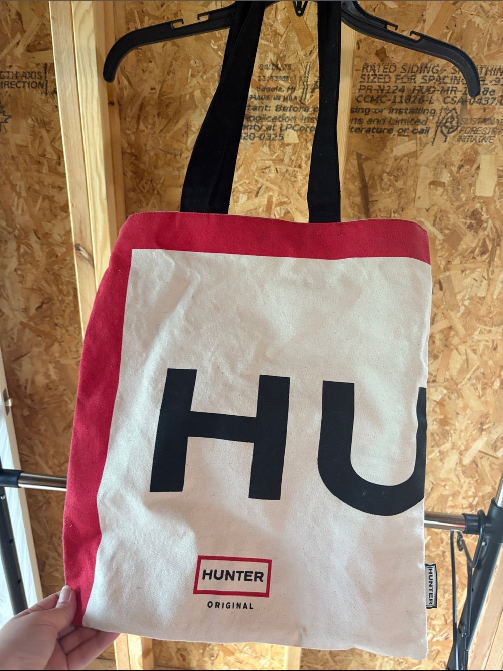Hunter Red and White Logo Canvas Tote